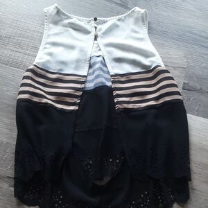 Striped Black and Brown Sleeveless Top